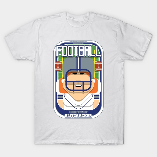 American Football White Silver Blue - Hail-Mary Blitzsacker - Jacqui version T-Shirt by Boxedspapercrafts